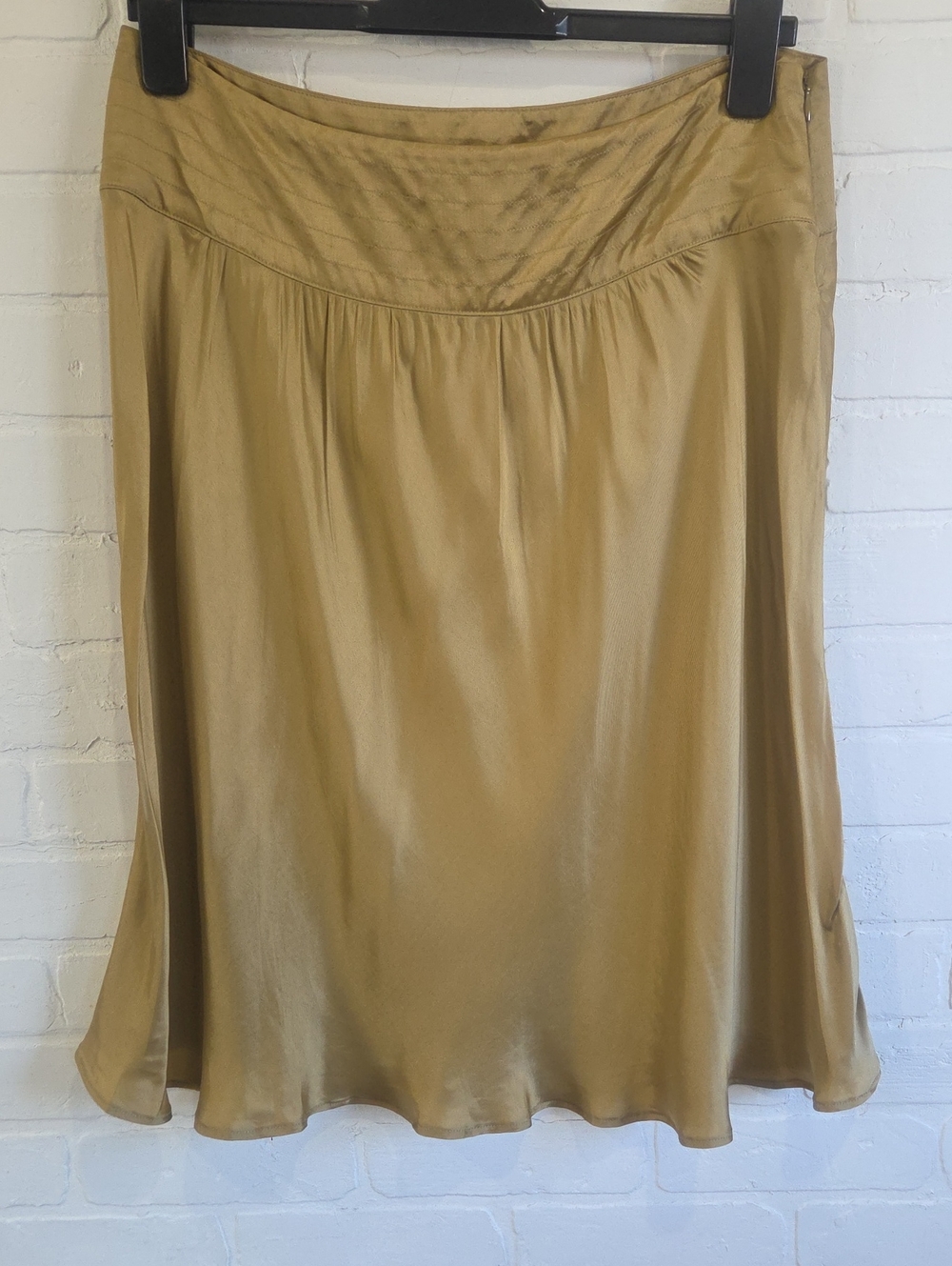 Women's Golden Satin A-Line Skirt